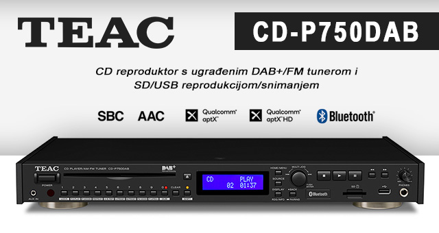 TEAC CD-P750DAB – CD reproduktor s ugrađenim DAB+/FM tunerom i SD/USB reprodukcijom/snimanjem