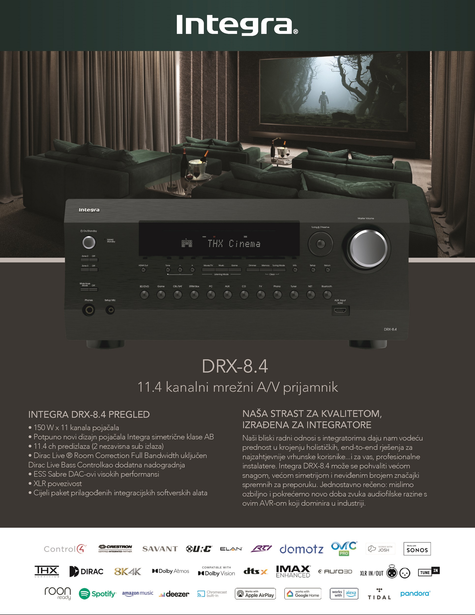 INTEGRA DRX-8.4 AVR karakteristike