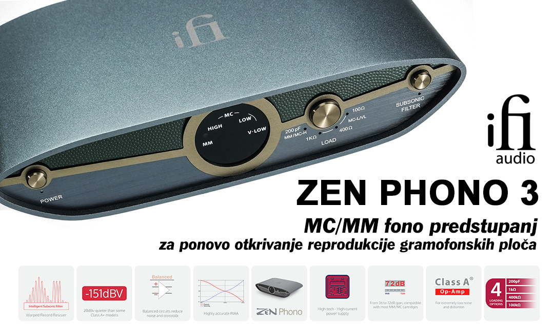 iFi Audio ZEN Phono 3 – MC/MM fono predstupanj za ponovo otkrivanje reprodukcije gramofonskih ploča