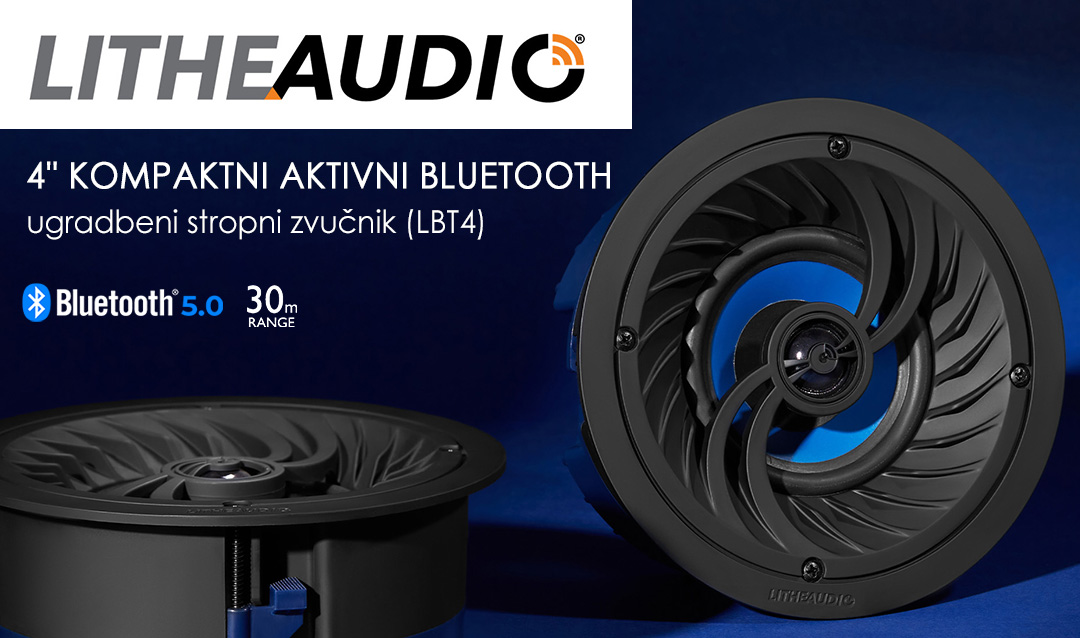 Lithe Audio 4″ kompaktni aktivni Bluetooth ugradbeni stropni zvučnik (MODEL: LBT4)