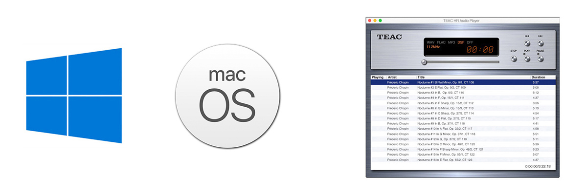 Teac HR Audio Player, koji podržava 22,5 mhz DSD reprodukciju na Windowsima i Macu, besplatno