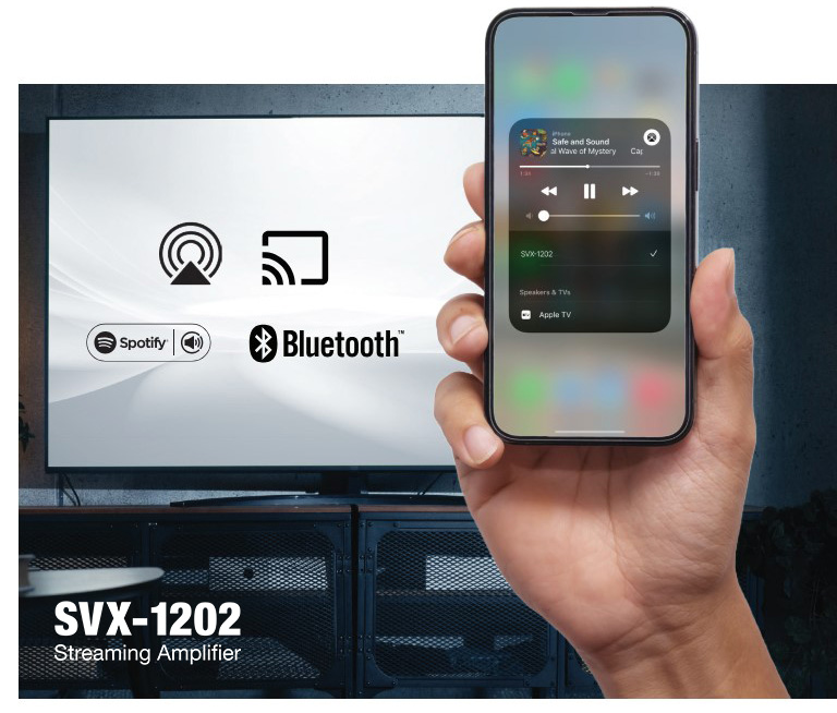 Apple AirPlay™, Google Cast™, Spotify Connect™ i Bluetooth™, streaming