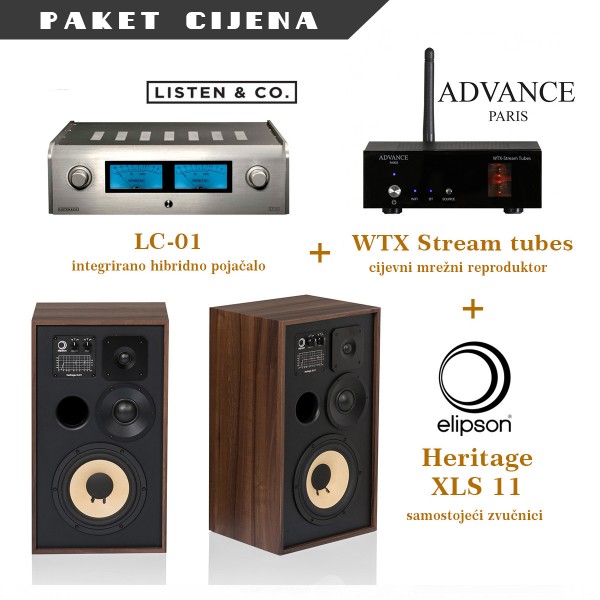 Listen & Co  LC-01 int.hibridno pojačalo + Advance Paris WTX Stream tubes + Elipson Heritage XLS 11