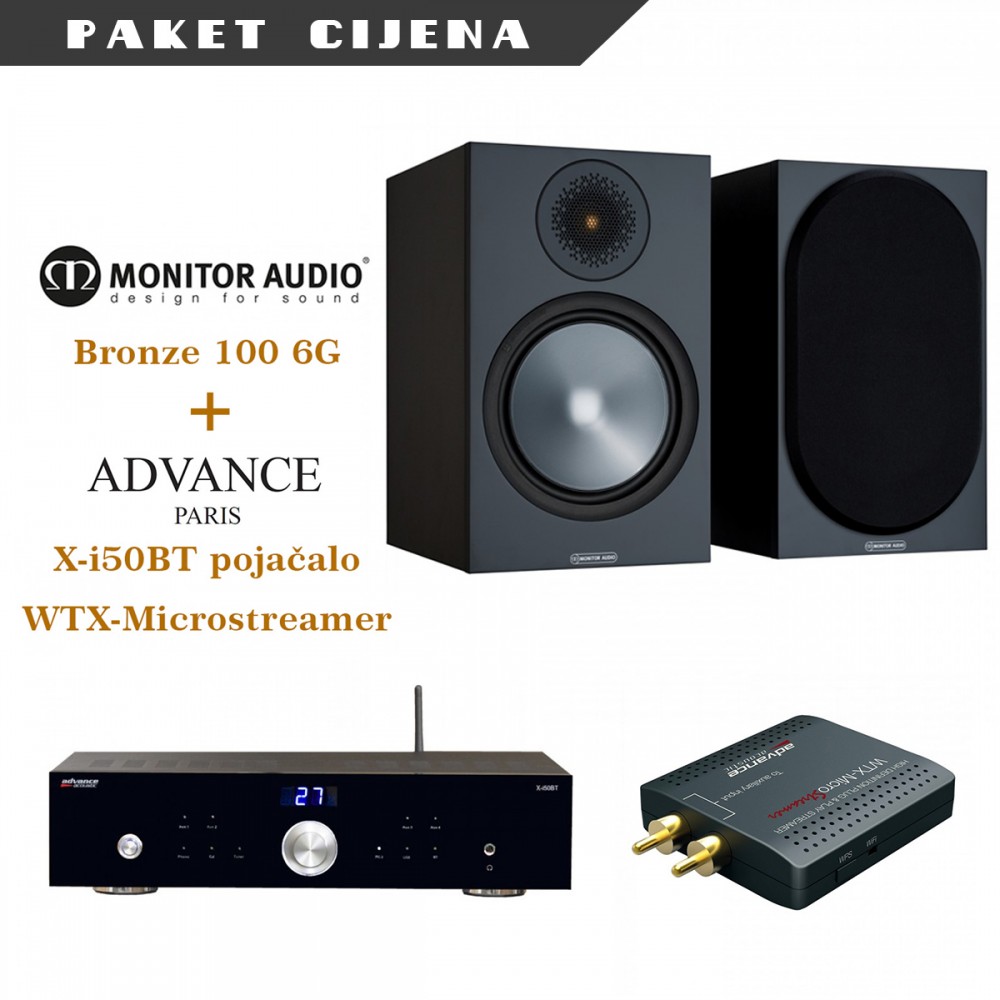 Advance Paris Xi50BT + WTX microstreamer + Monitor Audio Bronze 100 G6